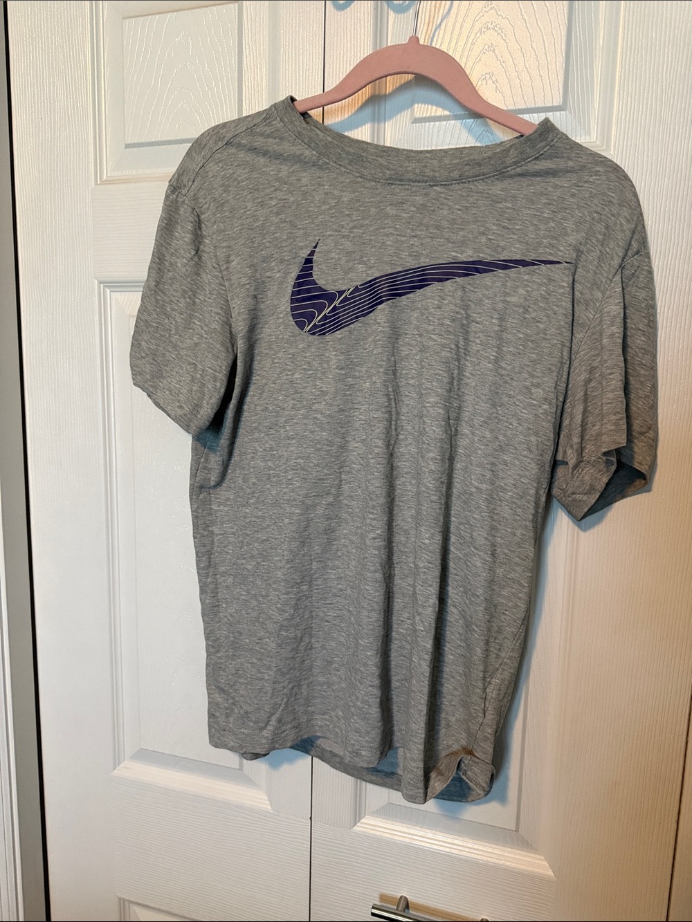 Nike Gray Short-Sleeve Tee with Navy Swoosh